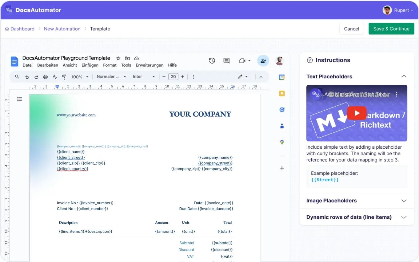 Create a Google Docs Template