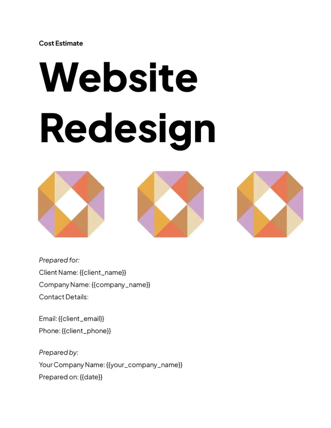 Cost estimate for a website redesign